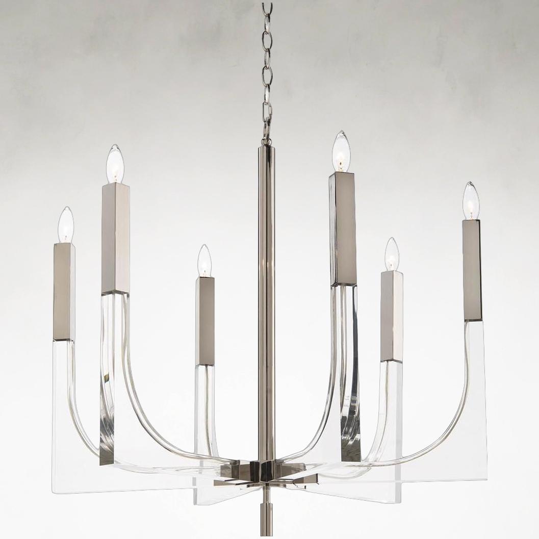 Nickel Acrylic Linear chandelier - Fiora Stone for dining room view 7
