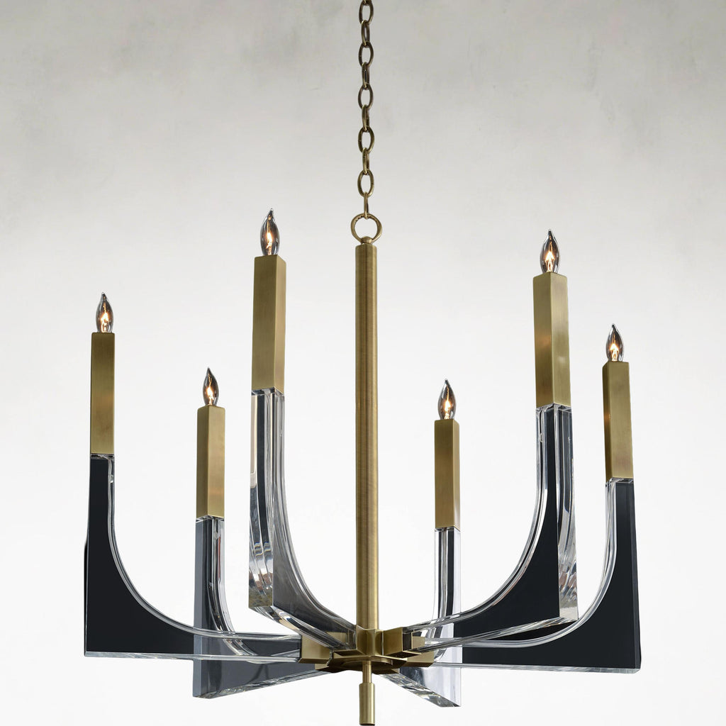 6-Light Brass Acrylic Pendant LED Chandelier - Yule Stone | Tianguang Chandelier