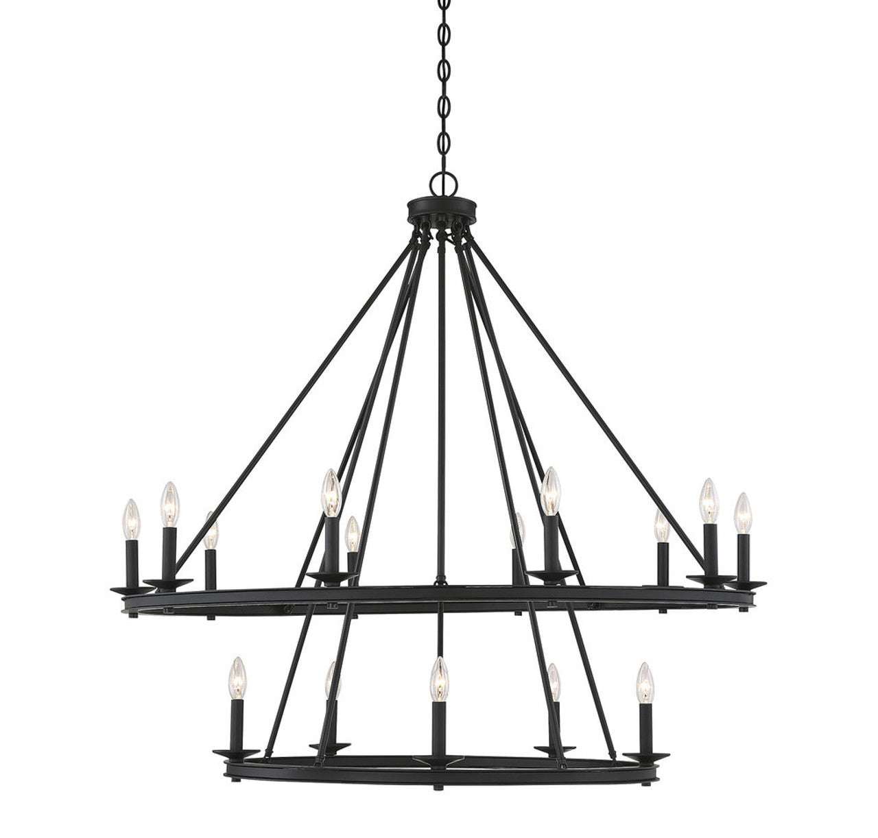Matte Black Metal chandelier - Nerea Gleam for dining room view 1