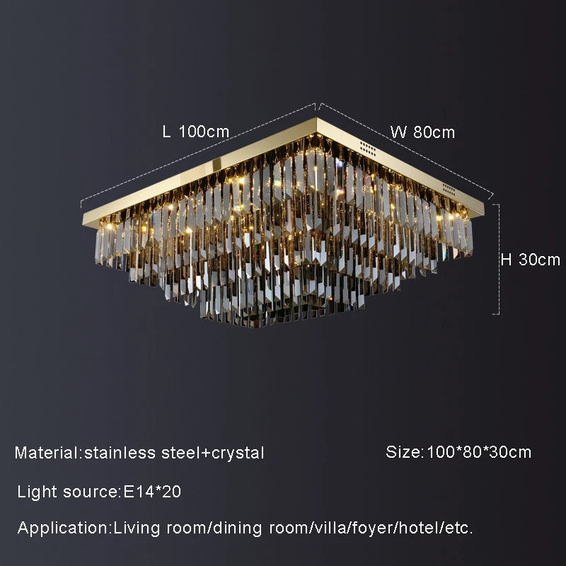 Smoke Crystal Round chandelier - Della House for dining room view 13