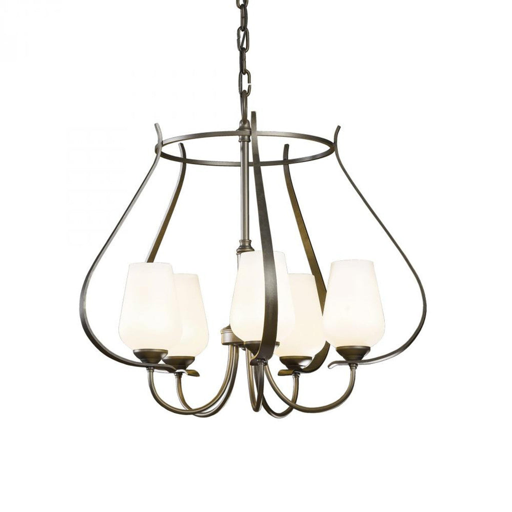 Flora Chandelier, 5-Light, Bronze, Opal and Seeded Glass, 22.2"W (103045-SKT-05-ZS0354 23KU9X)