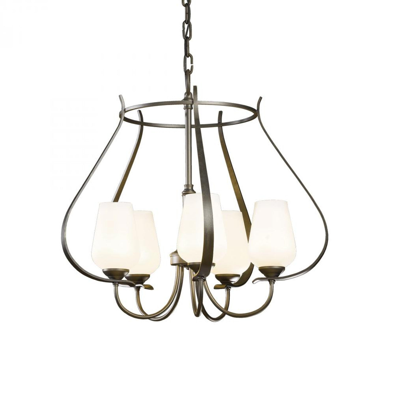 Flora Chandelier, 5-Light, Bronze, Opal and Seeded Glass, 22.2"W (103045-SKT-05-ZS0354 23KU9X)