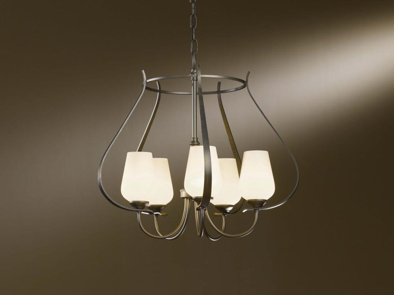 Flora Chandelier, 5-Light, Black, Opal Glass, 22.2"W (103045-SKT-10-GG0303 23KUAA)