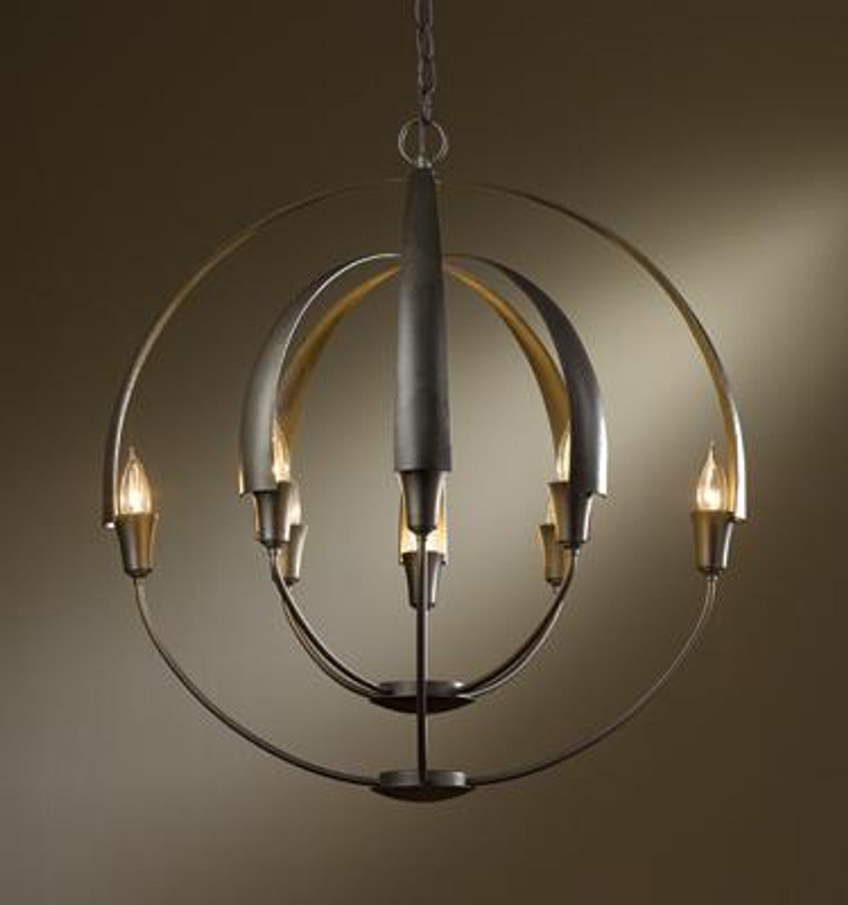 Double Cirque Chandelier, 8-Light, Natural Iron, 25.4"W (104205-SKT-20 39CH1P)