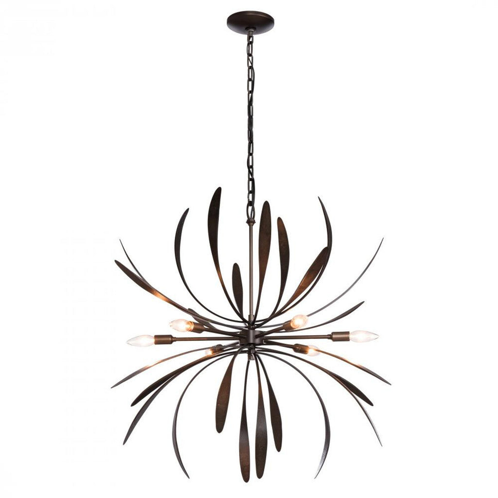 Antique Brass Glass Linear chandelier - Gilda Gleam for dining room view 2