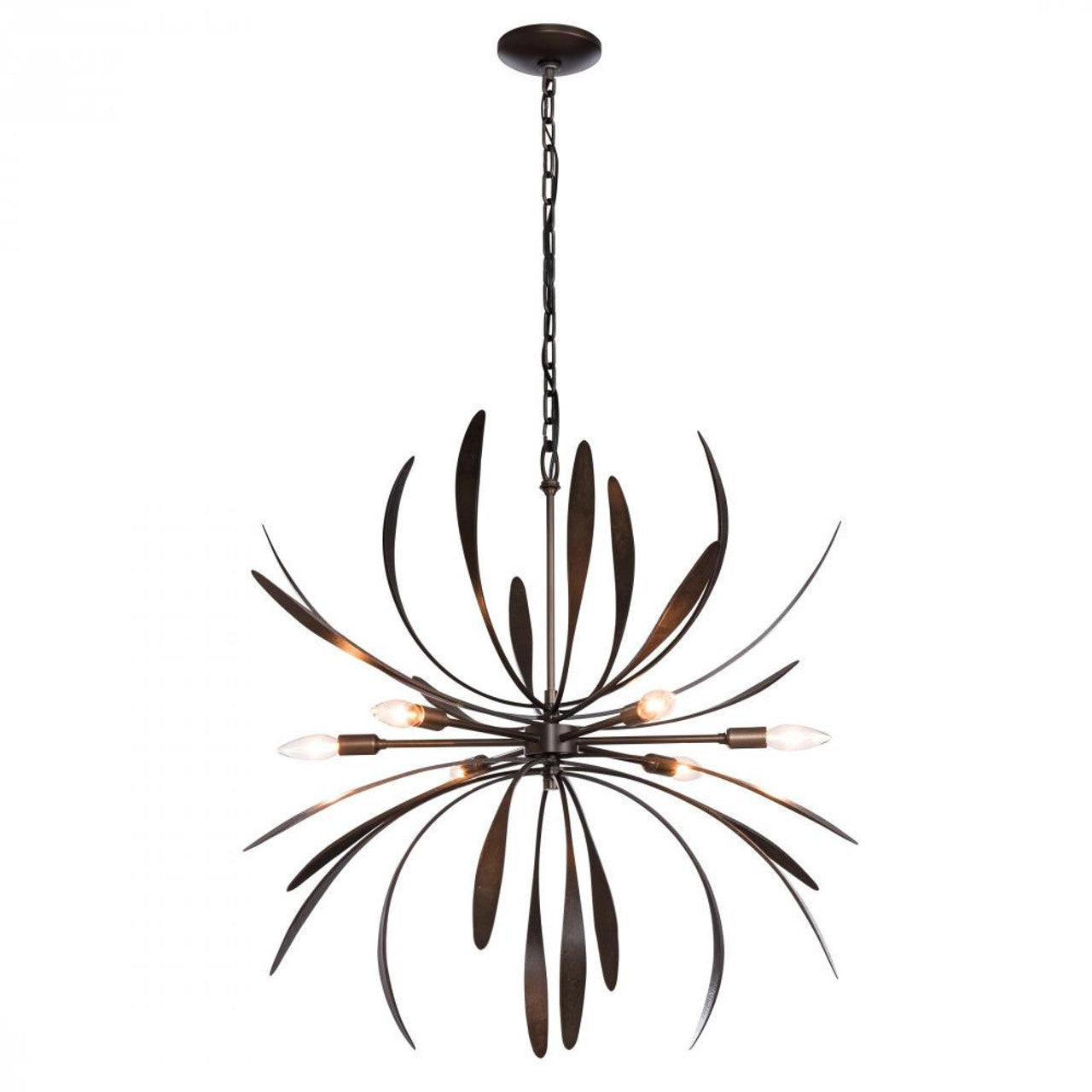 Antique Brass Glass Linear chandelier - Gilda Gleam for dining room view 2