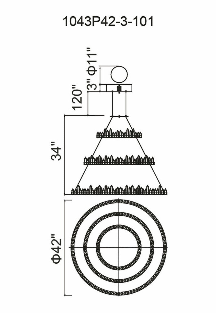 Black Crystal Tiered chandelier - Zinnia Gleam for dining room view 2