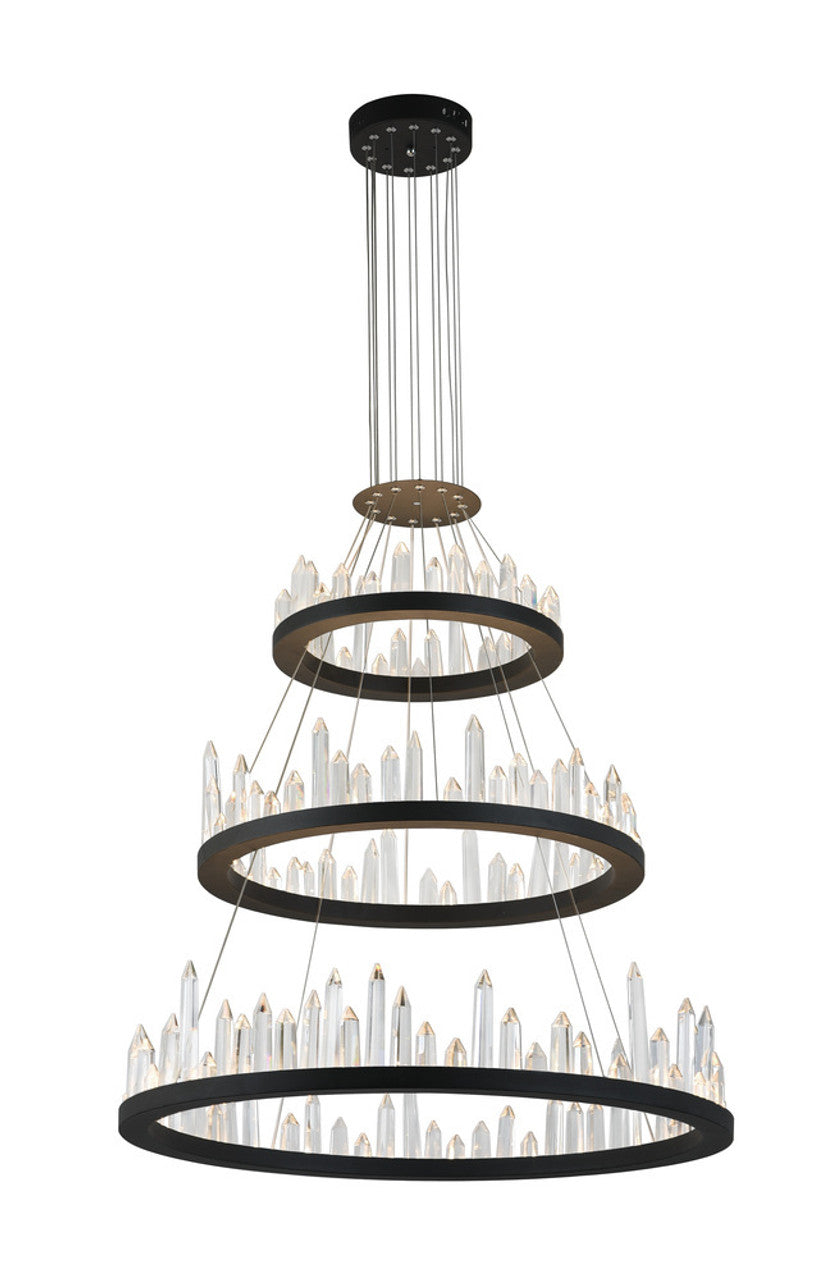 Black Crystal Tiered chandelier - Zinnia Gleam for dining room view 1