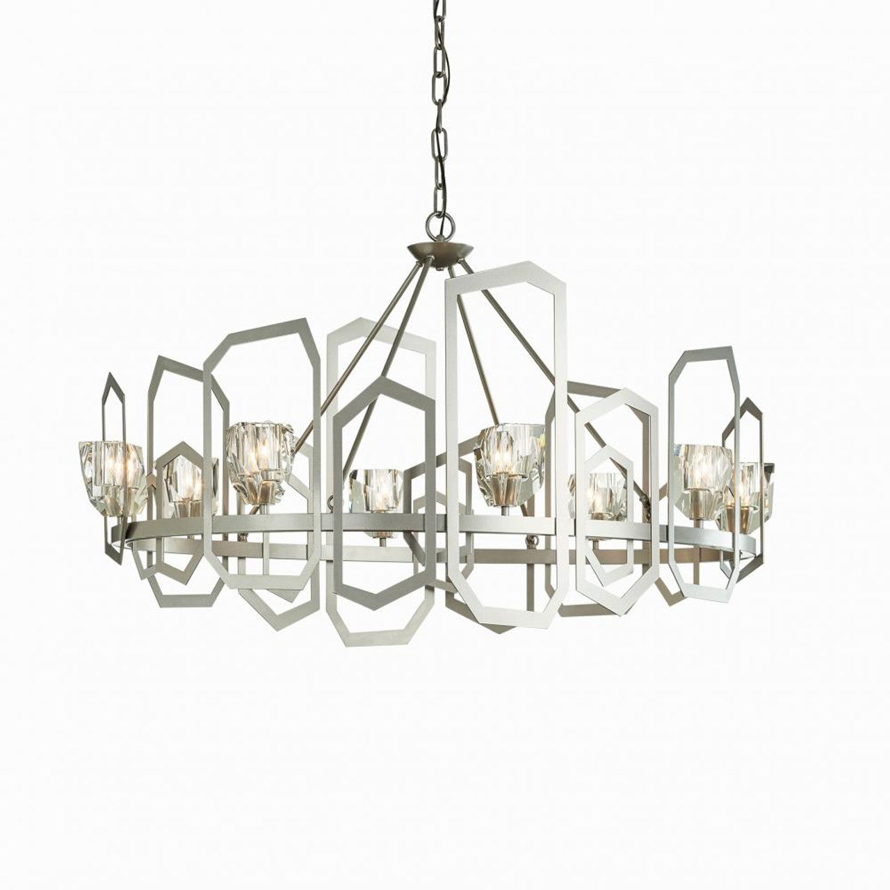 Black Crystal Linear chandelier - Opal Harbor for dining room view 1