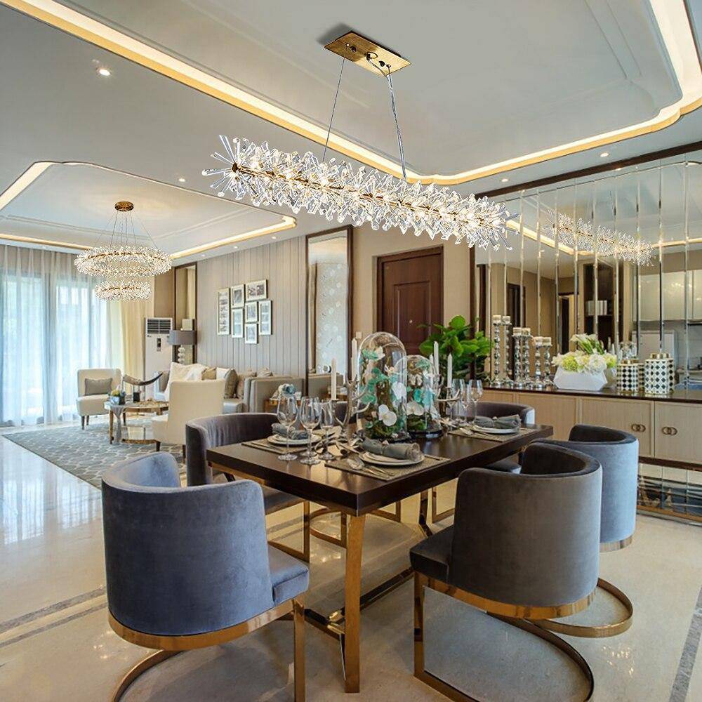 Gold Crystal chandelier - Zinnia Court for dining room view 3