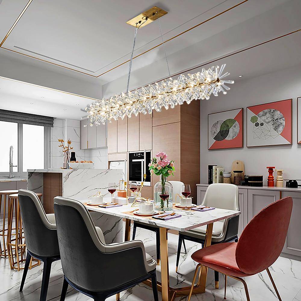 Gold Crystal chandelier - Zinnia Court for dining room view 4