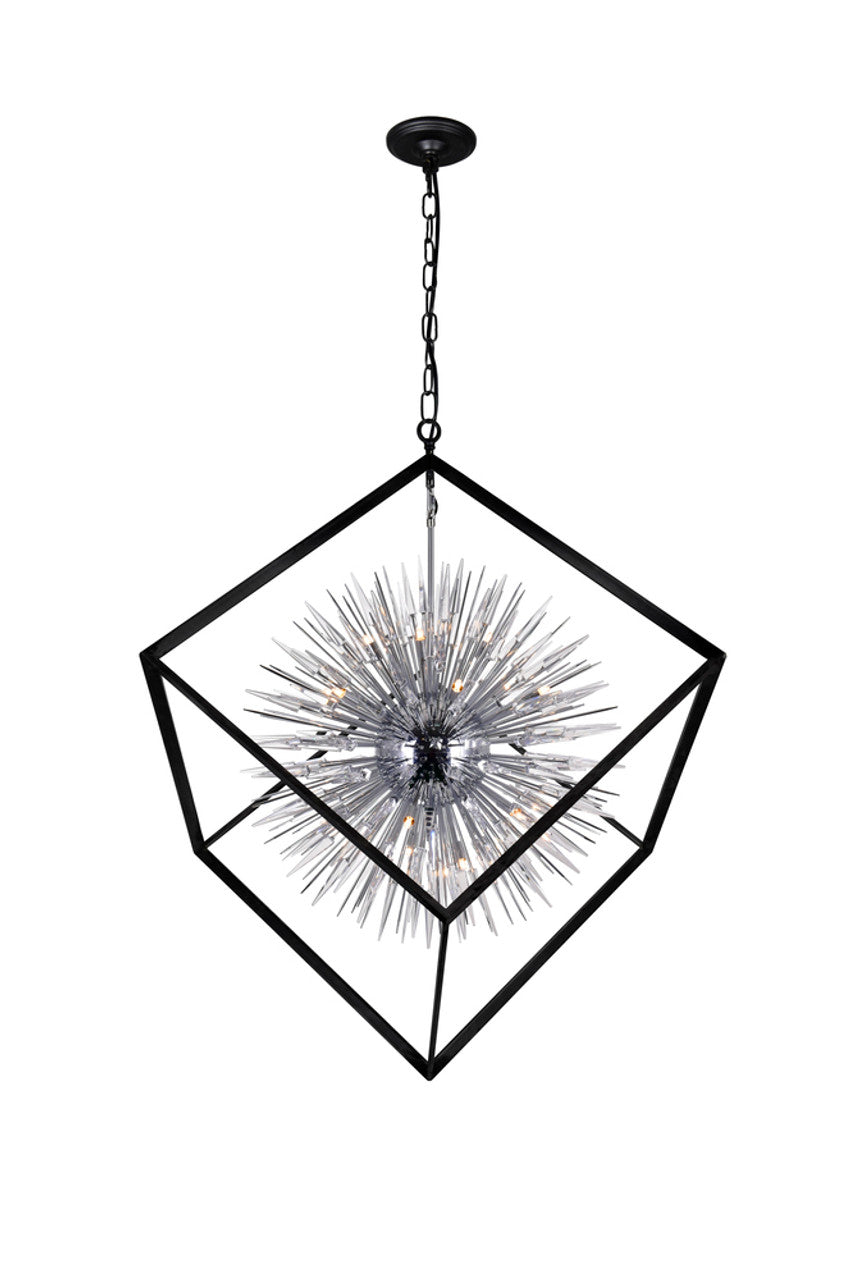 Black Metal chandelier - Evren Gleam for dining room view 1