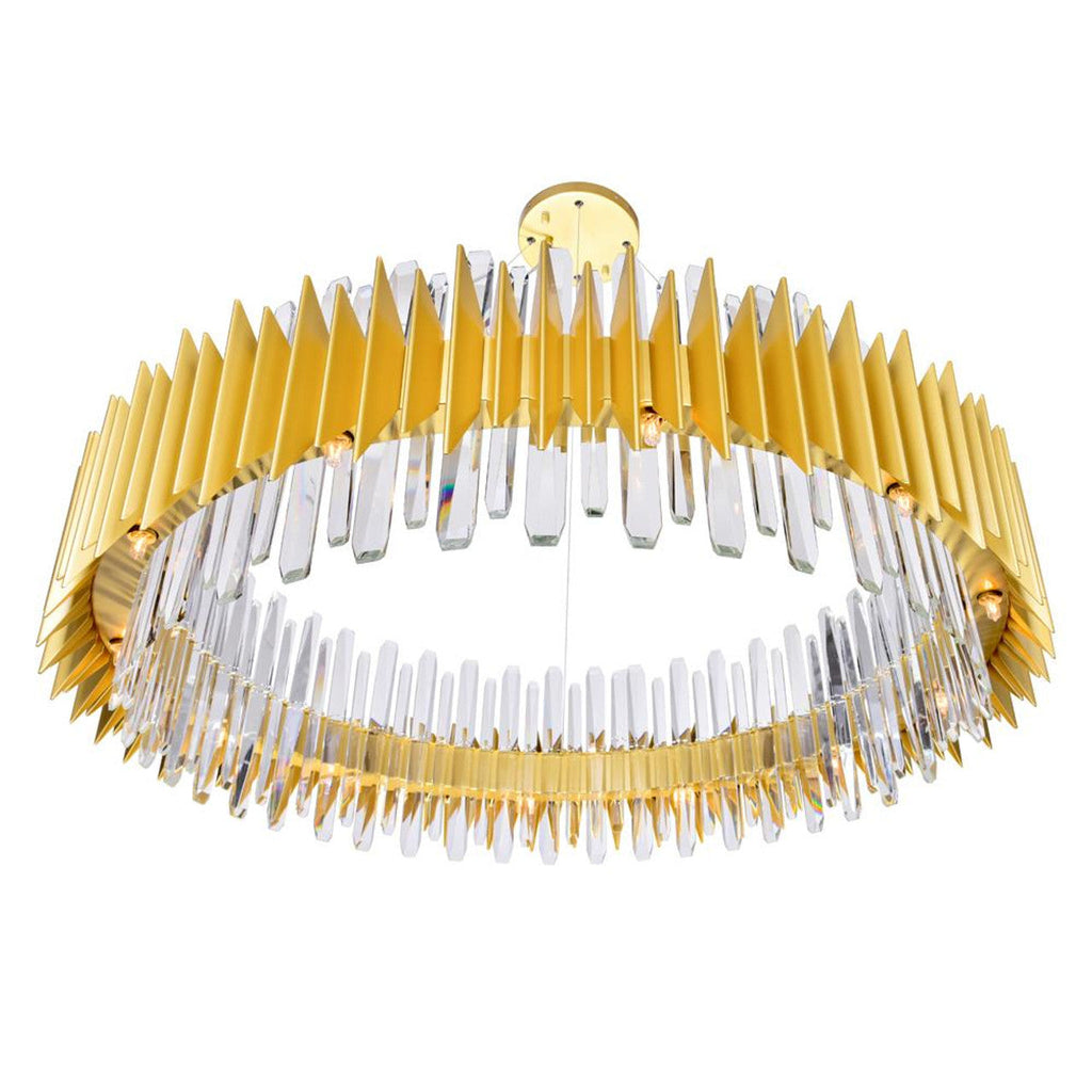 Satin Gold Crystal Round chandelier - Verona Gleam for dining room view 3