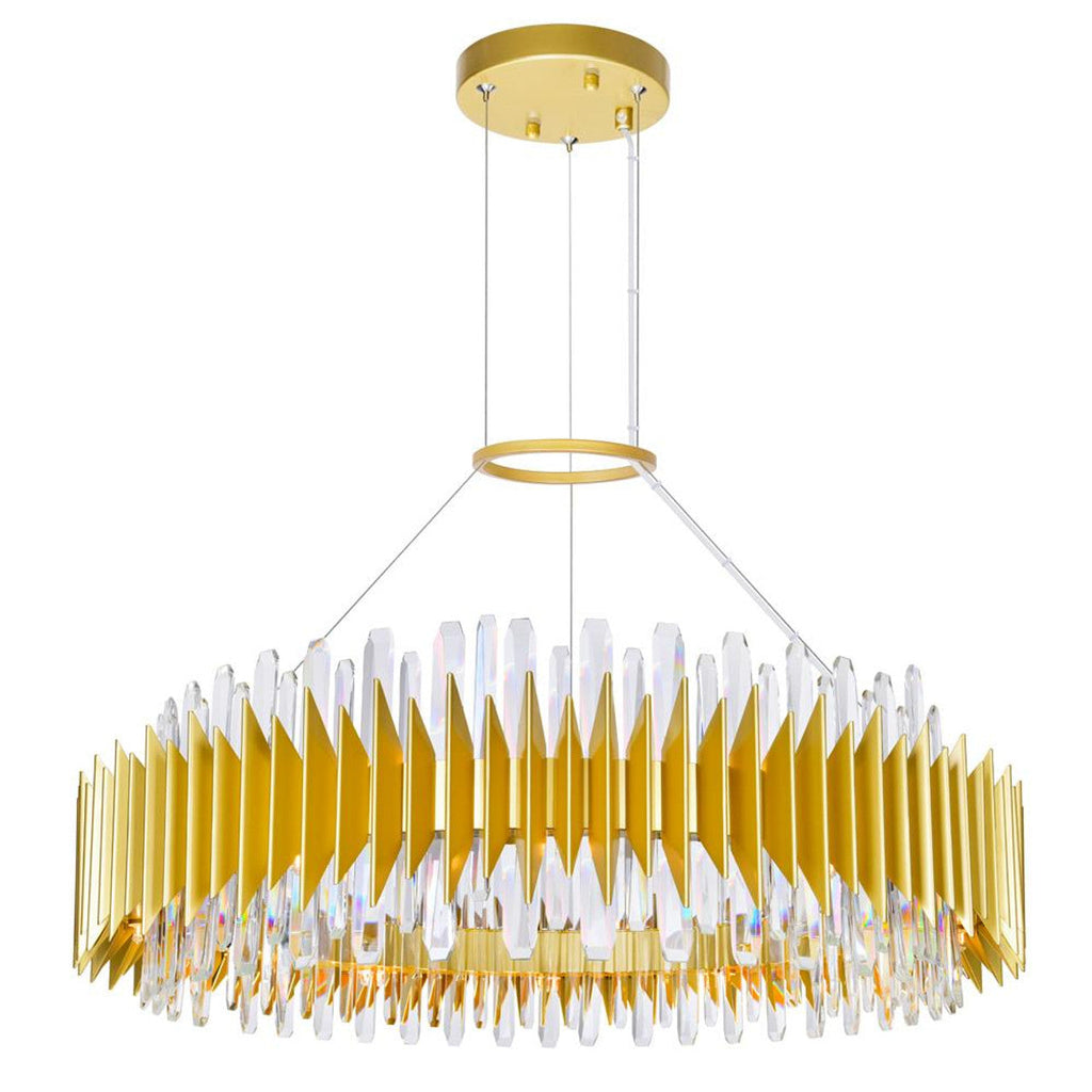 Satin Gold Crystal Round chandelier - Verona Gleam for dining room view 1