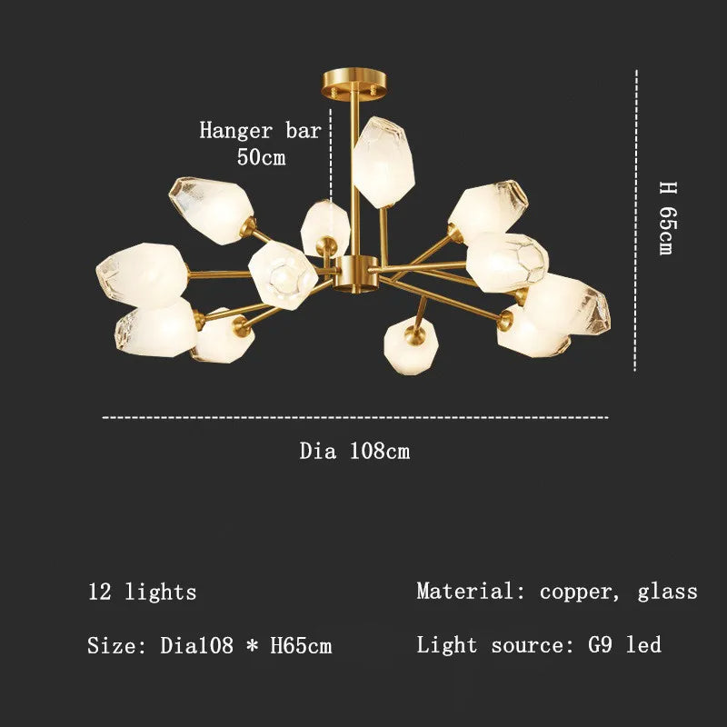 Brass Glass Linear chandelier - Thalia Lane for dining room view 8