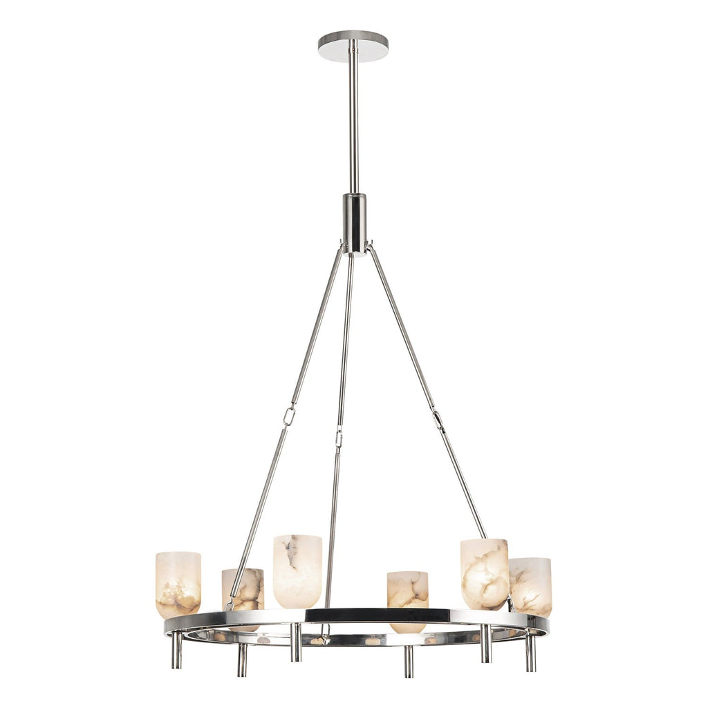 Polished Nickel Alabaster chandelier - Pavia Court for dining room view 1
