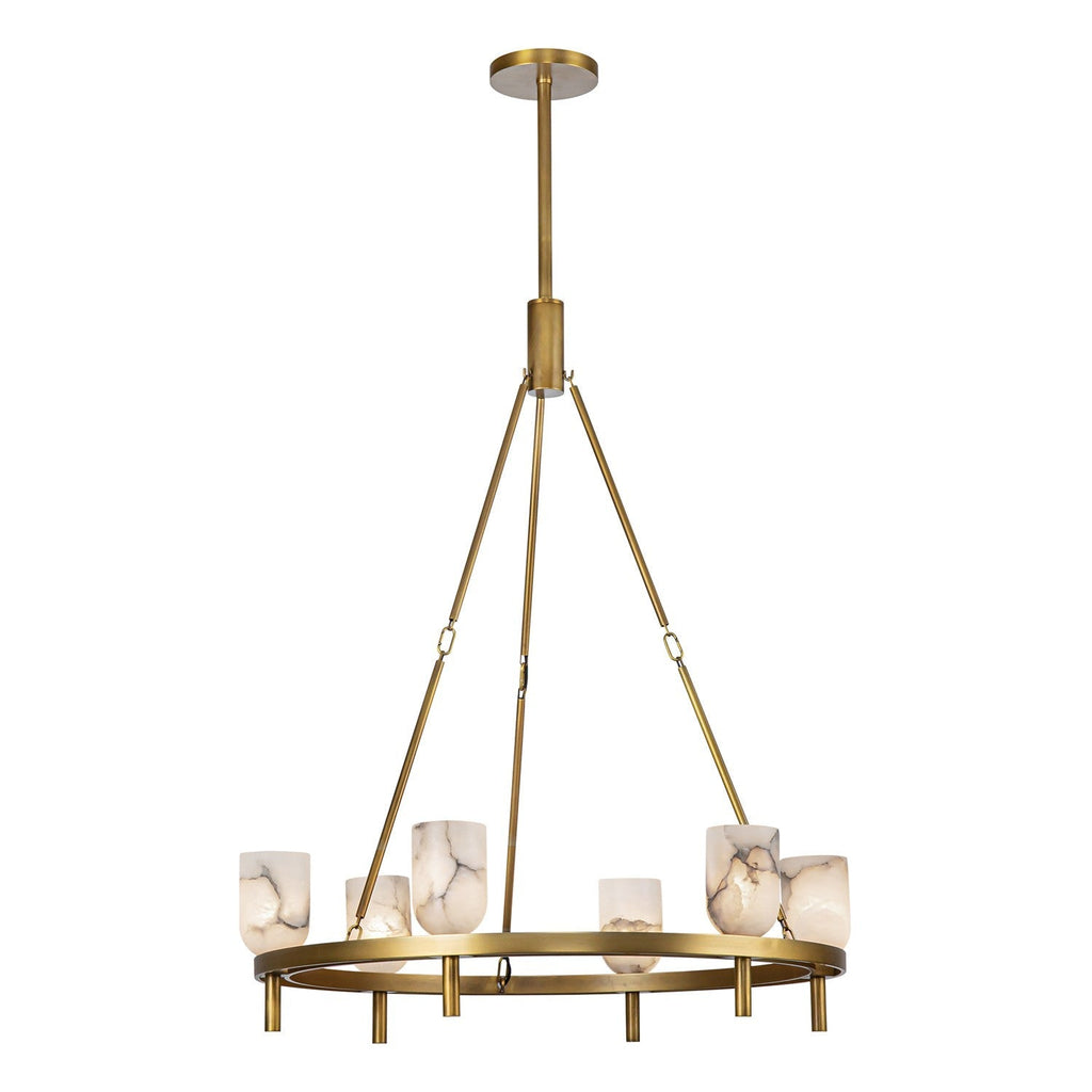 Antique Brass Alabaster chandelier - Gilda Court for dining room view 1