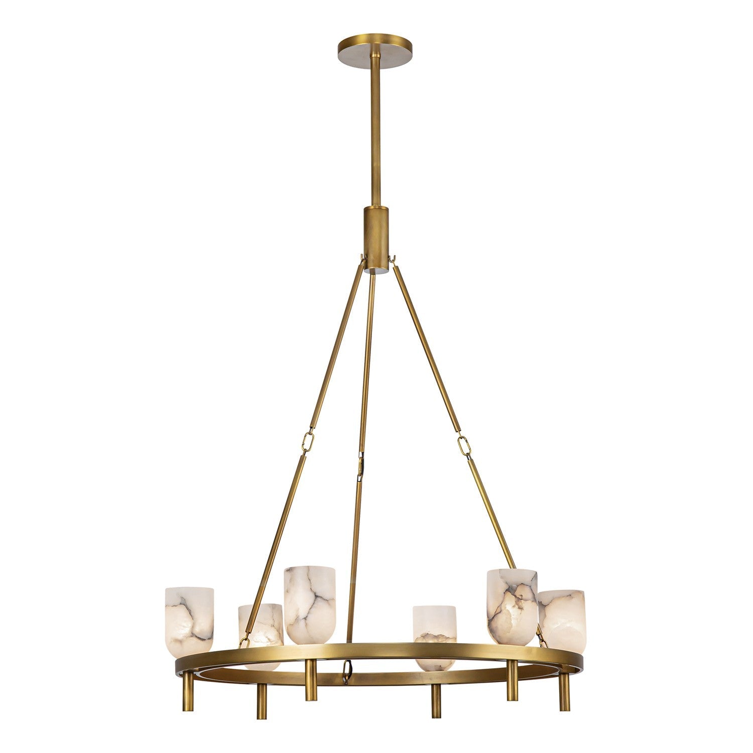 Antique Brass Alabaster chandelier - Gilda Court for dining room view 1