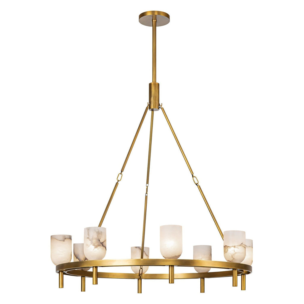 Antique Brass Alabaster chandelier - Tova Court for dining room view 1
