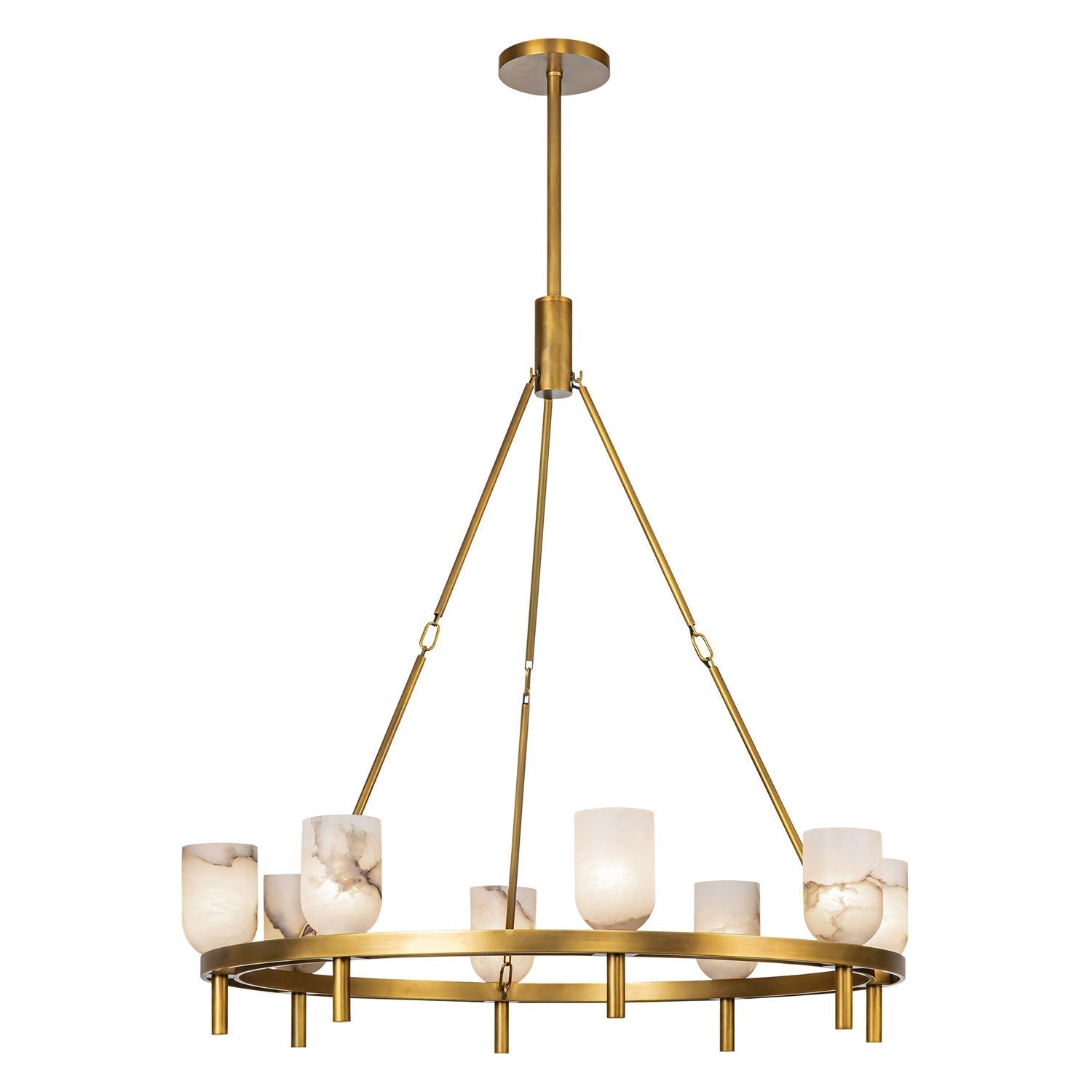 Antique Brass Alabaster chandelier - Tova Court for dining room view 1