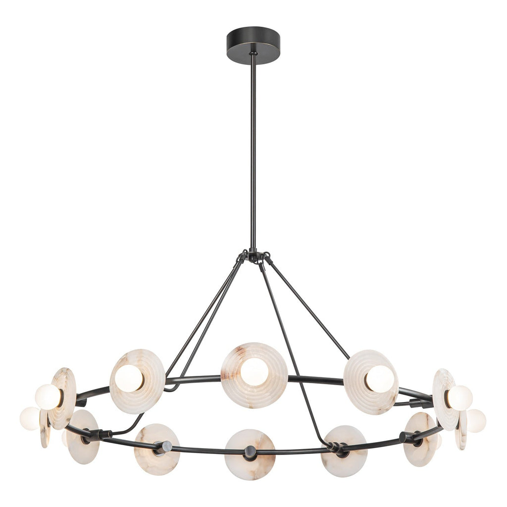Bronze Alabaster chandelier - Sable Court for dining room view 1