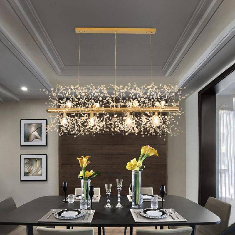 Clear Crystal Linear chandelier - Haven Lane for dining room view 3