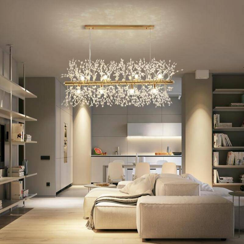 Clear Crystal Linear chandelier - Haven Lane for dining room view 4