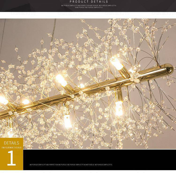 Clear Crystal Linear chandelier - Haven Lane for dining room view 7