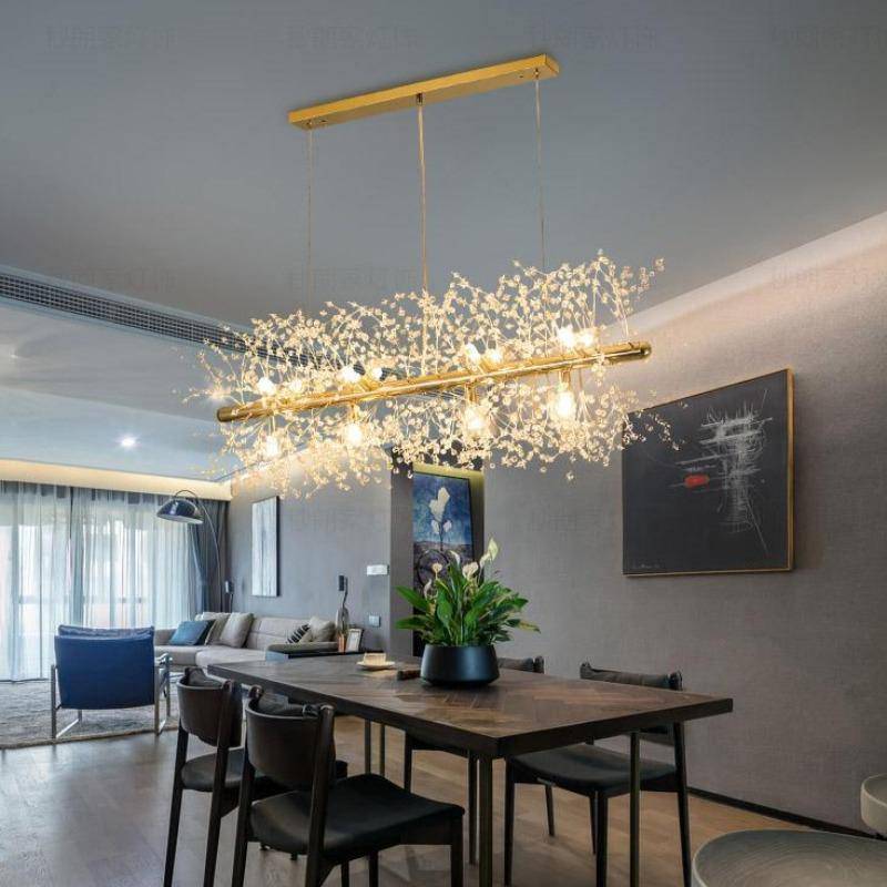 Clear Crystal Linear chandelier - Haven Lane for dining room view 5