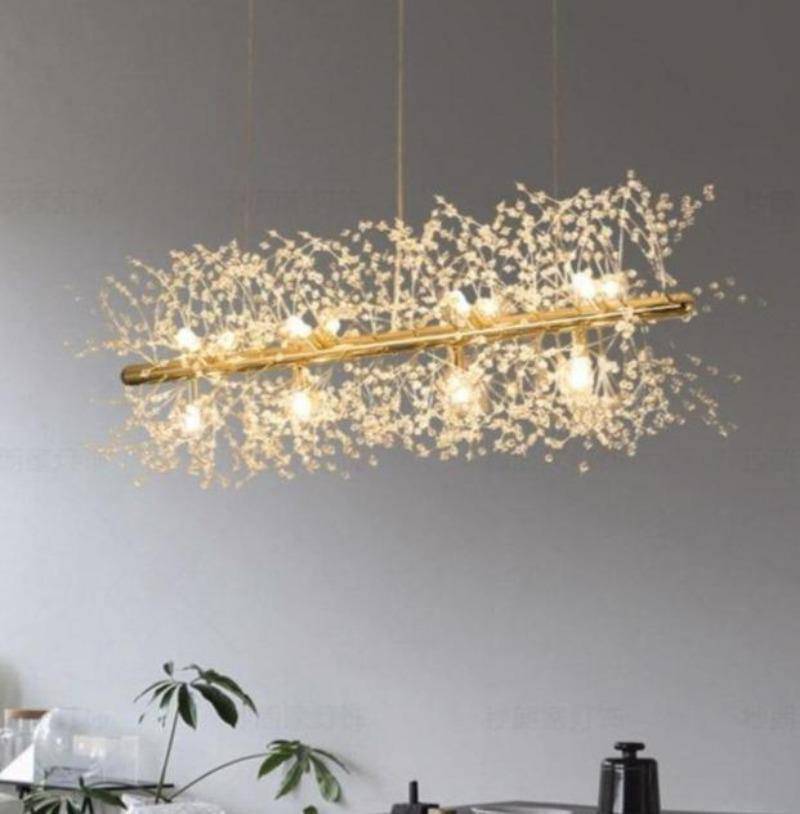 Clear Crystal Linear chandelier - Haven Lane for dining room view 1
