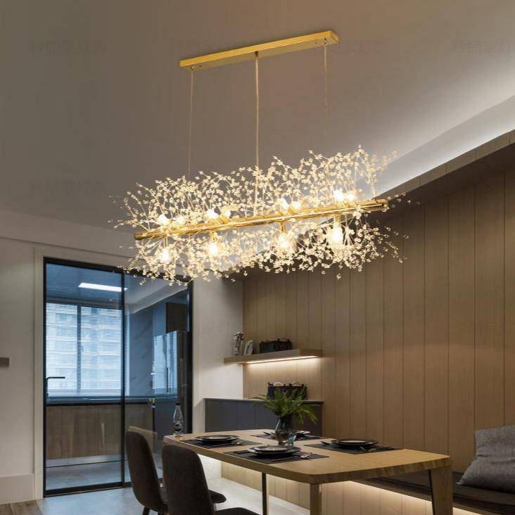 Clear Crystal Linear chandelier - Haven Lane for dining room view 6
