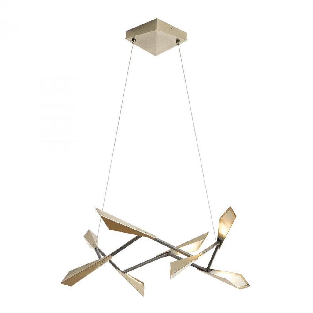 Bento Pendant, 1-Light, Standard Height, LED, Natural Iron, 32.8"W (138650-LED-STND-20-SH1974 39FGRY)
