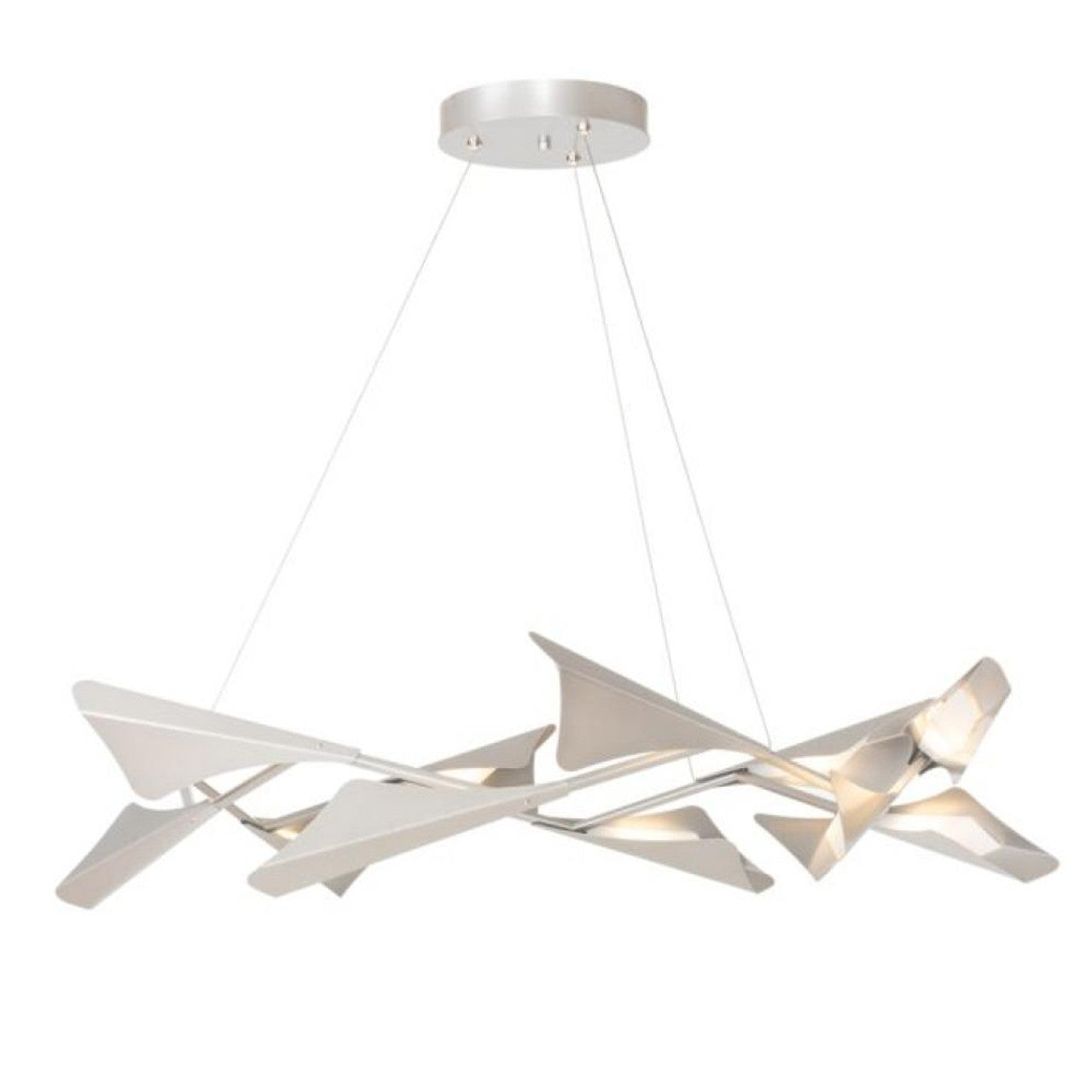 Plume Pendant, 1-Light, Standard Height, LED, Black Frame & Canopy, Sterling Plume, 49.1"W (135008-LED-STND-10-85 5D3TDC)