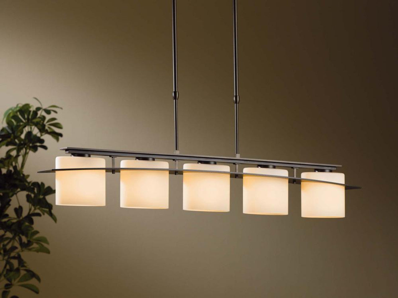 Arc Ellipse Pendant, 5-Light, Standard Height, Bronze, Opal Glass, 5.25"W (137525-SKT-STND-05-GG0182 MPGZ)