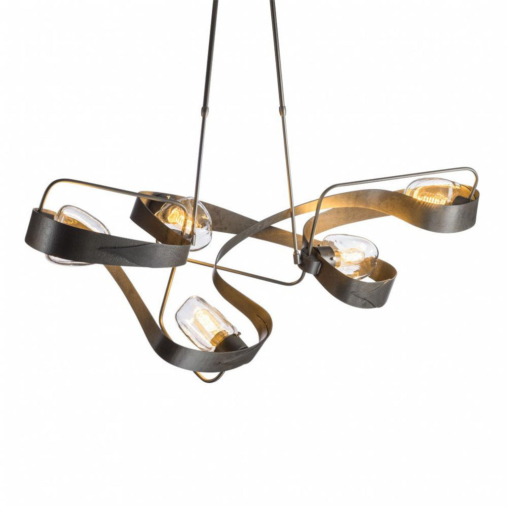 Graffiti Pendant, 5-light, Long Height, Bronze, Clear Glass, 23.8"W (137820-SKT-LONG-05-ZM0549 4RV7VG)