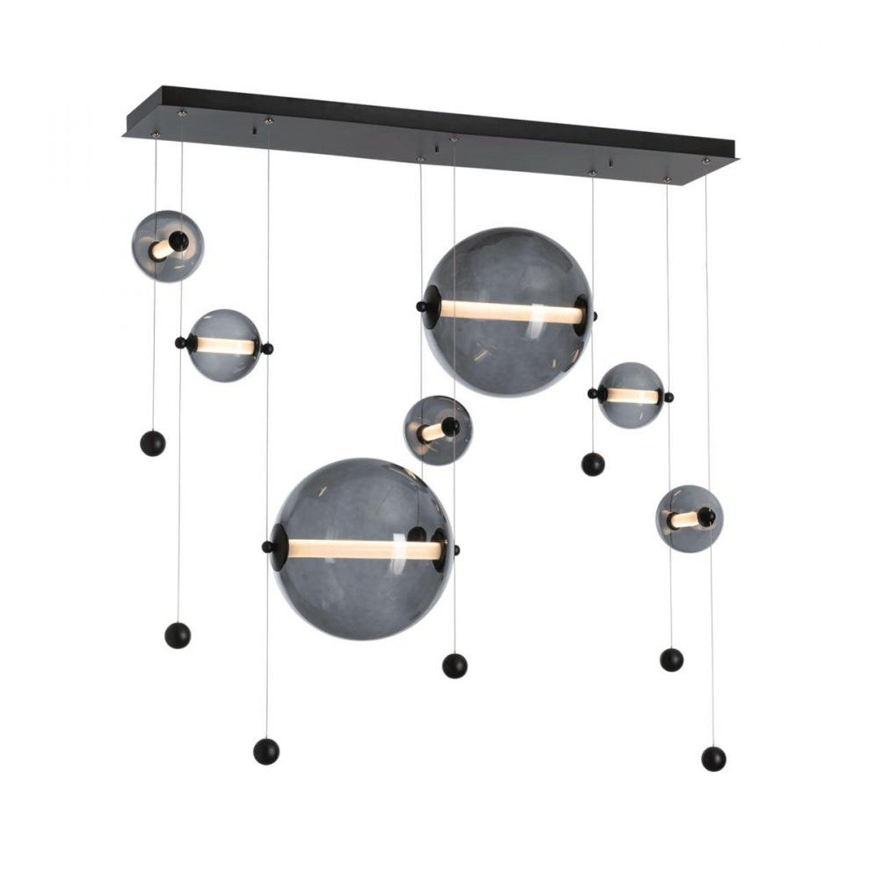 Abacus Pendant, 4-Light, Standard Height, LED, Sterling, Abacus Cool Grey Glass, 19.8"W (139052-LED-STND-85-YL0694 5D6W10)