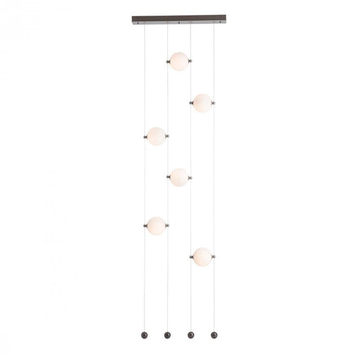 Abacus Pendant, 5-Light, Standard Height, LED, Bronze, Abacus Cool Grey Glass, 5.5"W (139050-LED-STND-05-YL0668 5CQEUG)