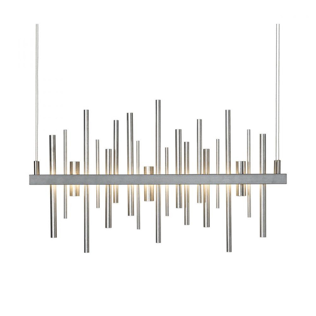 Abacus Pendant, 10-Light, Standard Height, LED, Sterling, Abacus Cool Grey Glass, 27.2"W (139051-LED-STND-85-YL0694 5D6W0D)