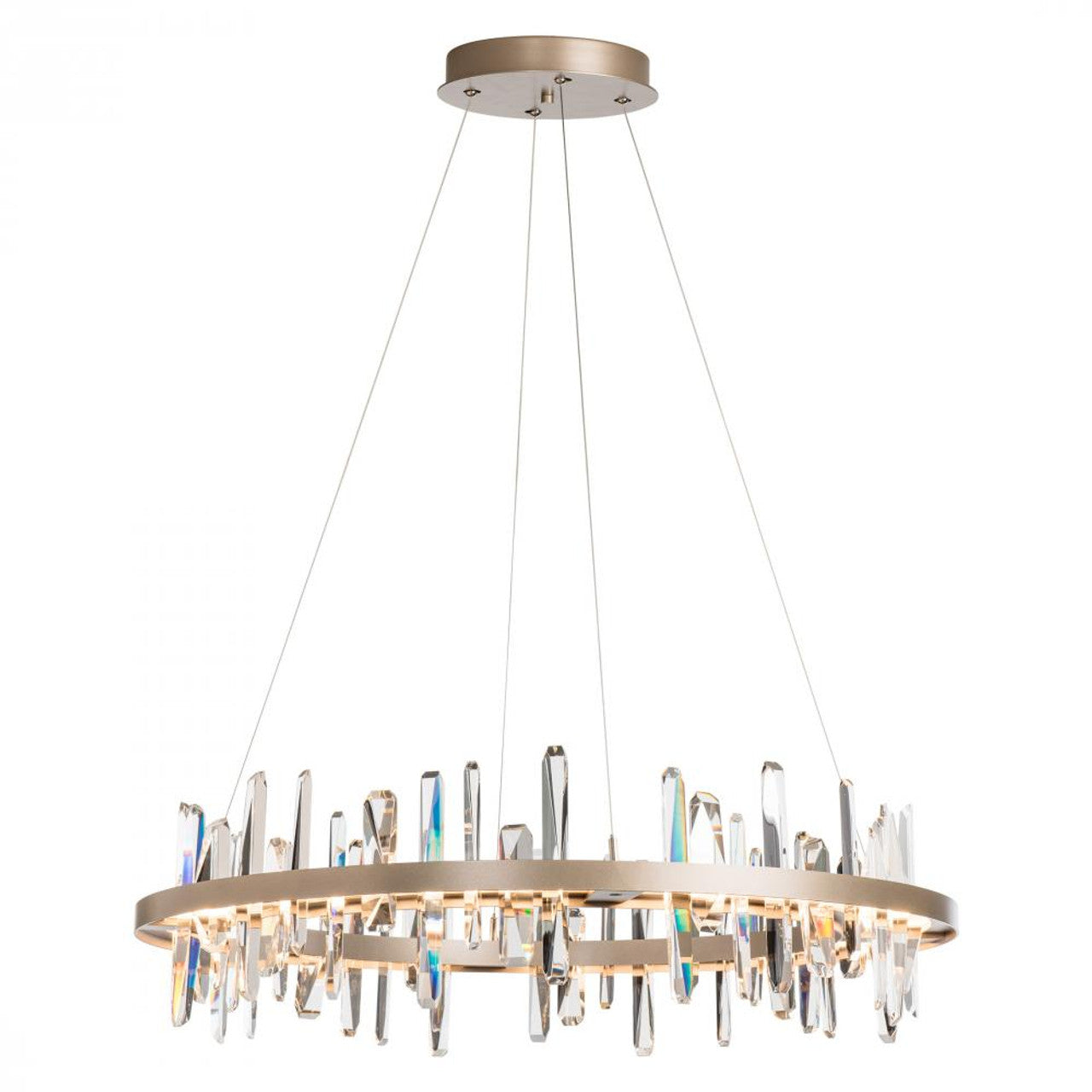 Natural Crystal Round chandelier - Keira Harbor for dining room view 1
