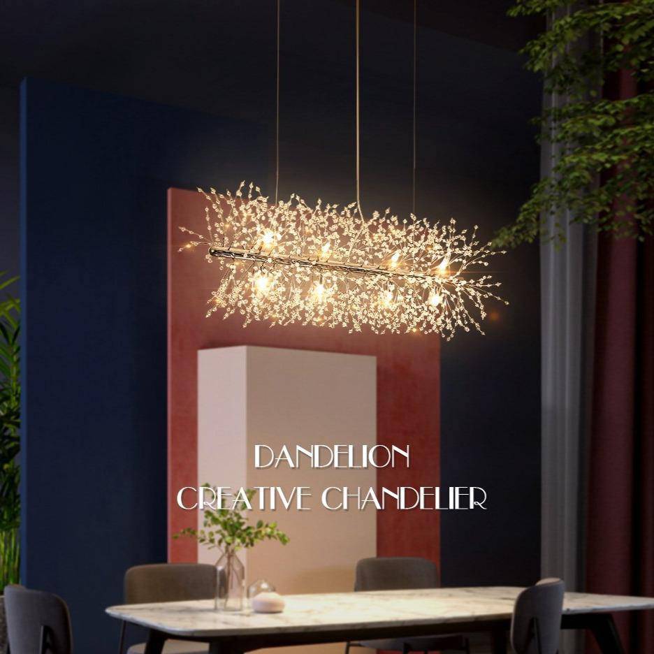 Clear Crystal Linear chandelier - Haven Lane for dining room view 2