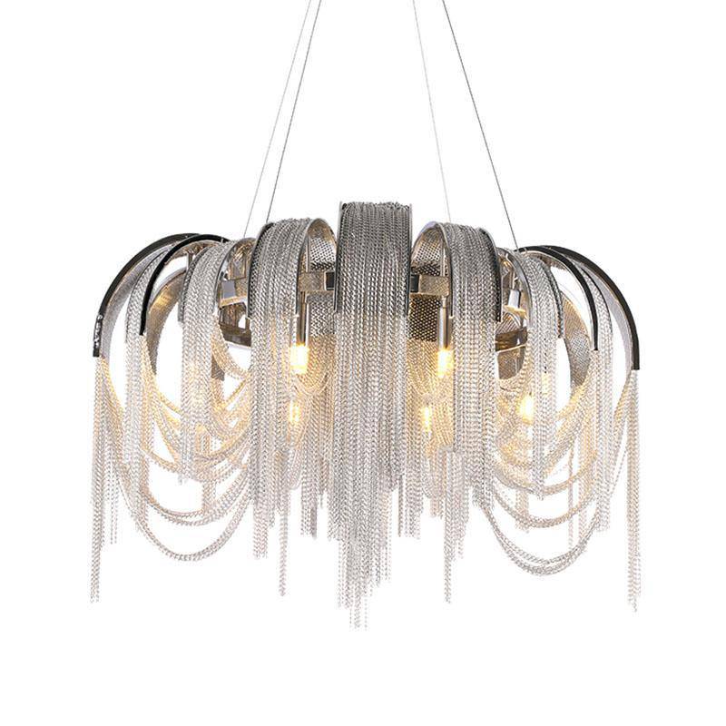Silver Steel chandelier - Jessa Lane for dining room view 6