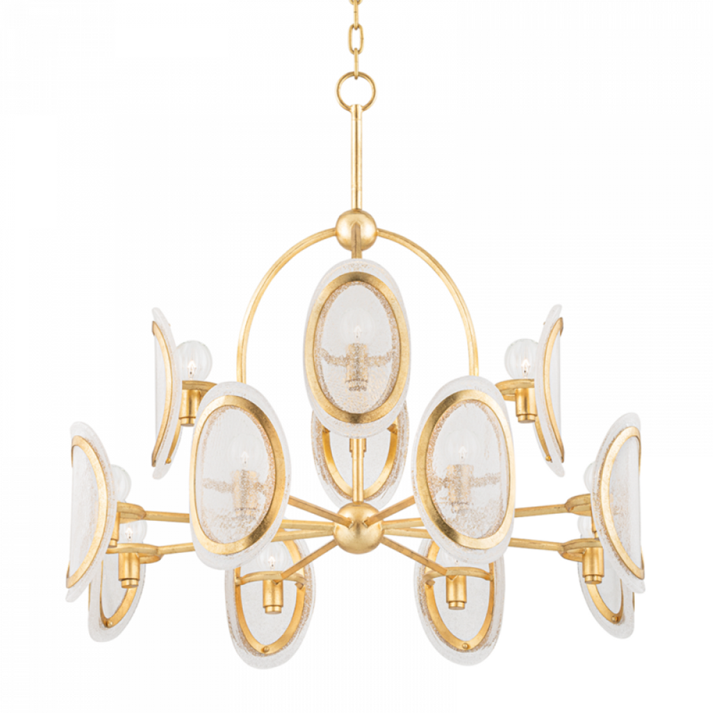 Gold Glass Candle chandelier - Kaia Meadow for dining room view 4
