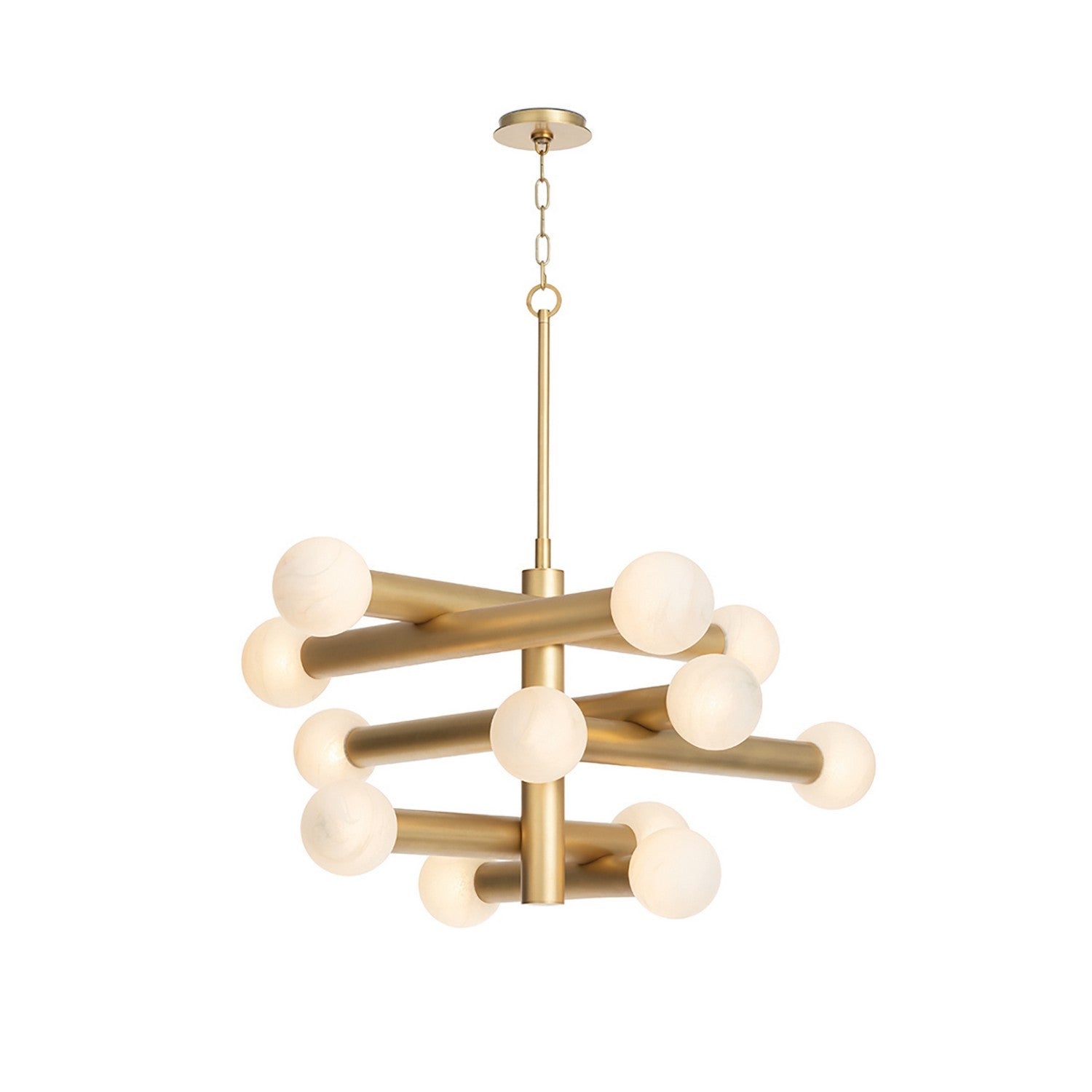 Brass Alabaster chandelier - Dune Court for dining room view 1