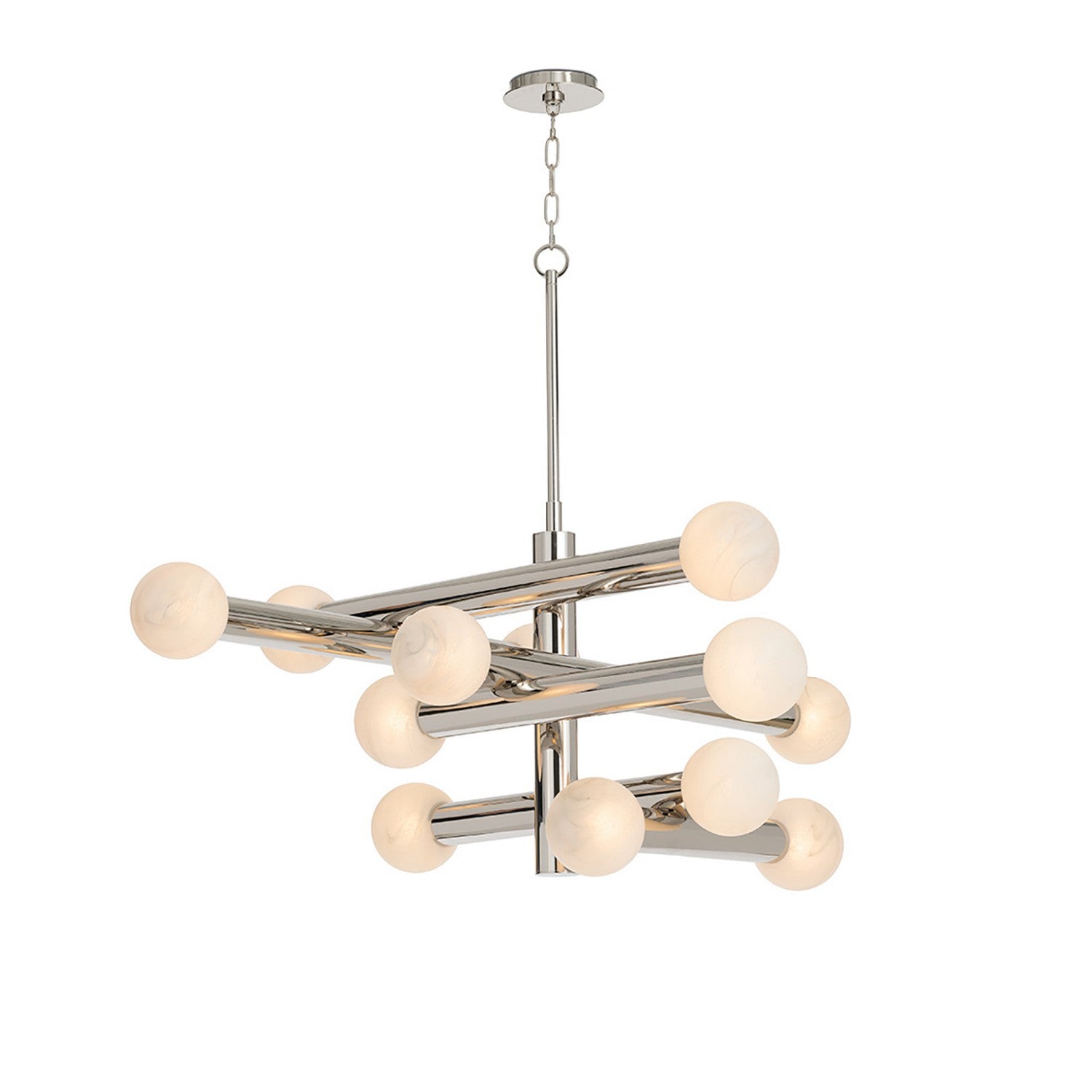 Polished Nickel Alabaster chandelier - Marlow Court for dining room view 1
