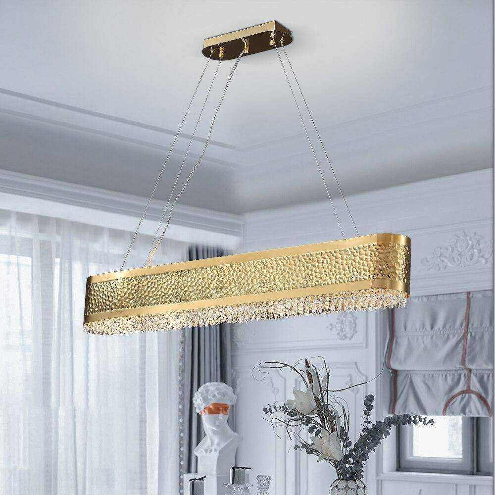 Polished Crystal Linear chandelier - Marlow Lane for dining room view 1