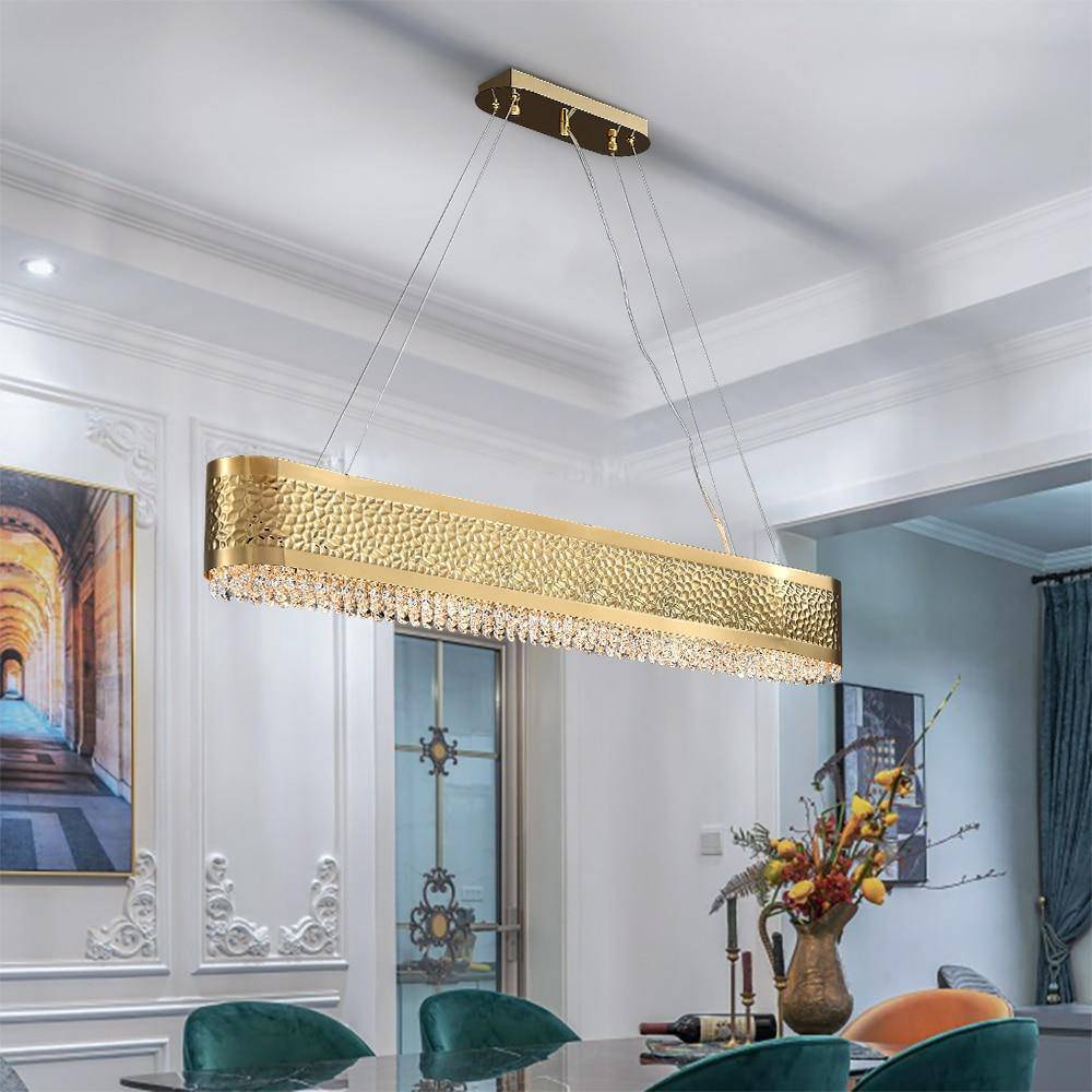 Polished Crystal Linear chandelier - Marlow Lane for dining room view 2