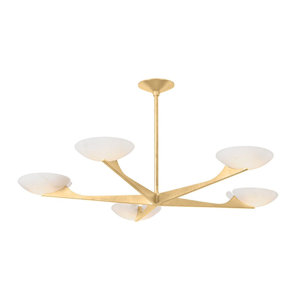 Malachite Five Light Chandelier Vintage Gold Leaf