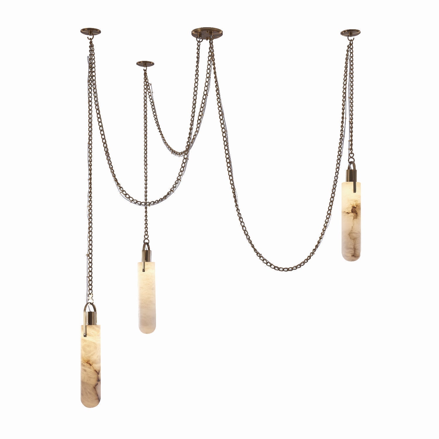White Alabaster Linear chandelier - Yara Court for dining room view 1