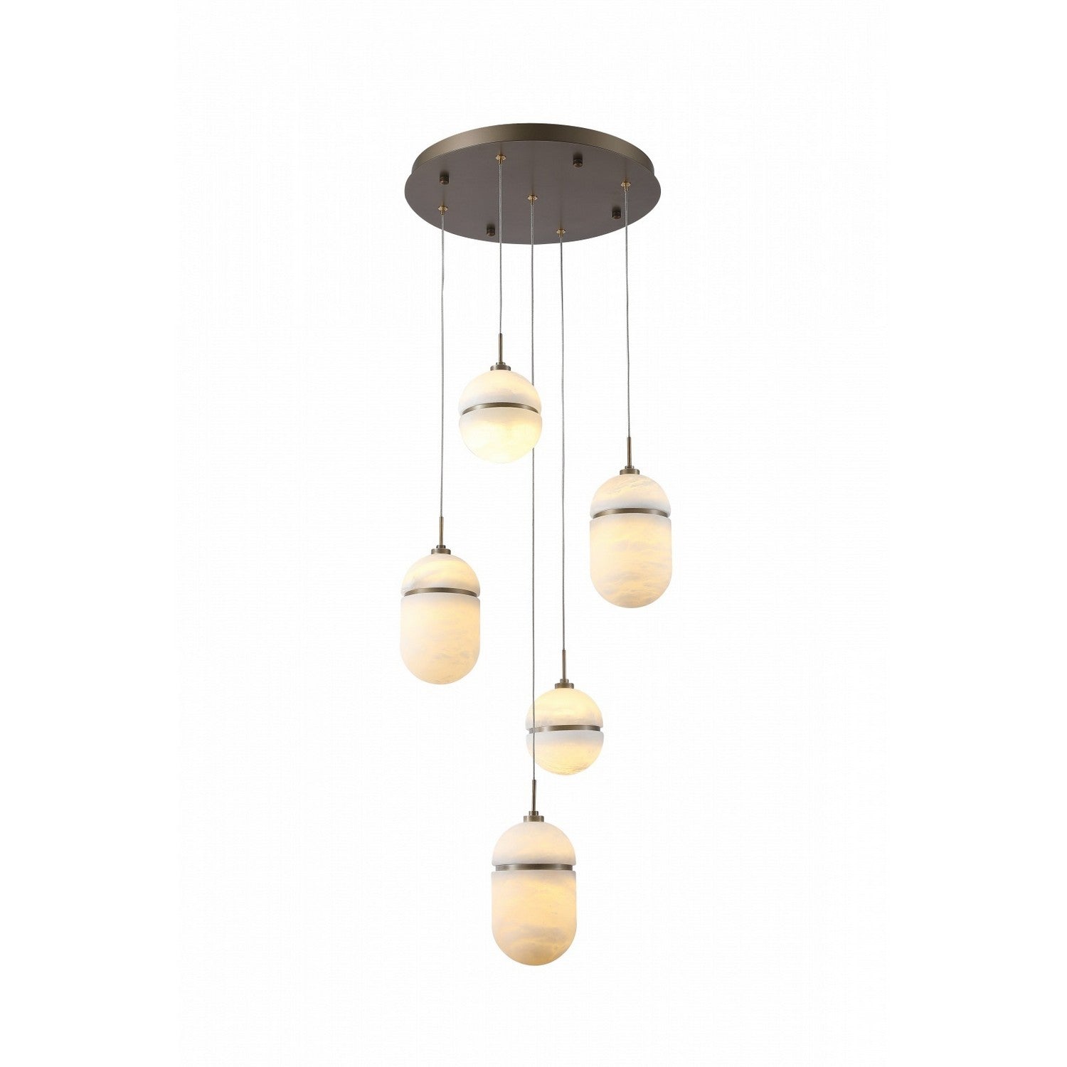 Aged Brass Alabaster Linear chandelier - Talia Court for dining room view 1