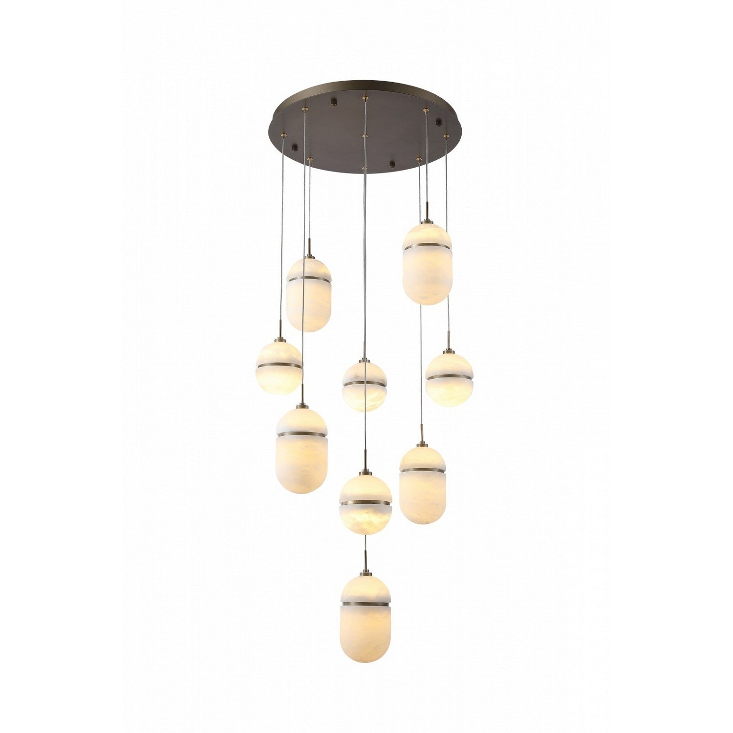 Aged Brass Alabaster Linear chandelier - Briar Court for dining room view 1